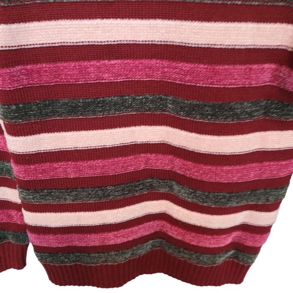 ModCloth Womens S Red Striped Duly Noticed Crew Neck Pullover Chenille Sweater - Picture 3 of 9